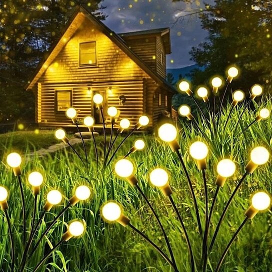 2 Pack Solar Firefly Garden Decor Outdoor Lights